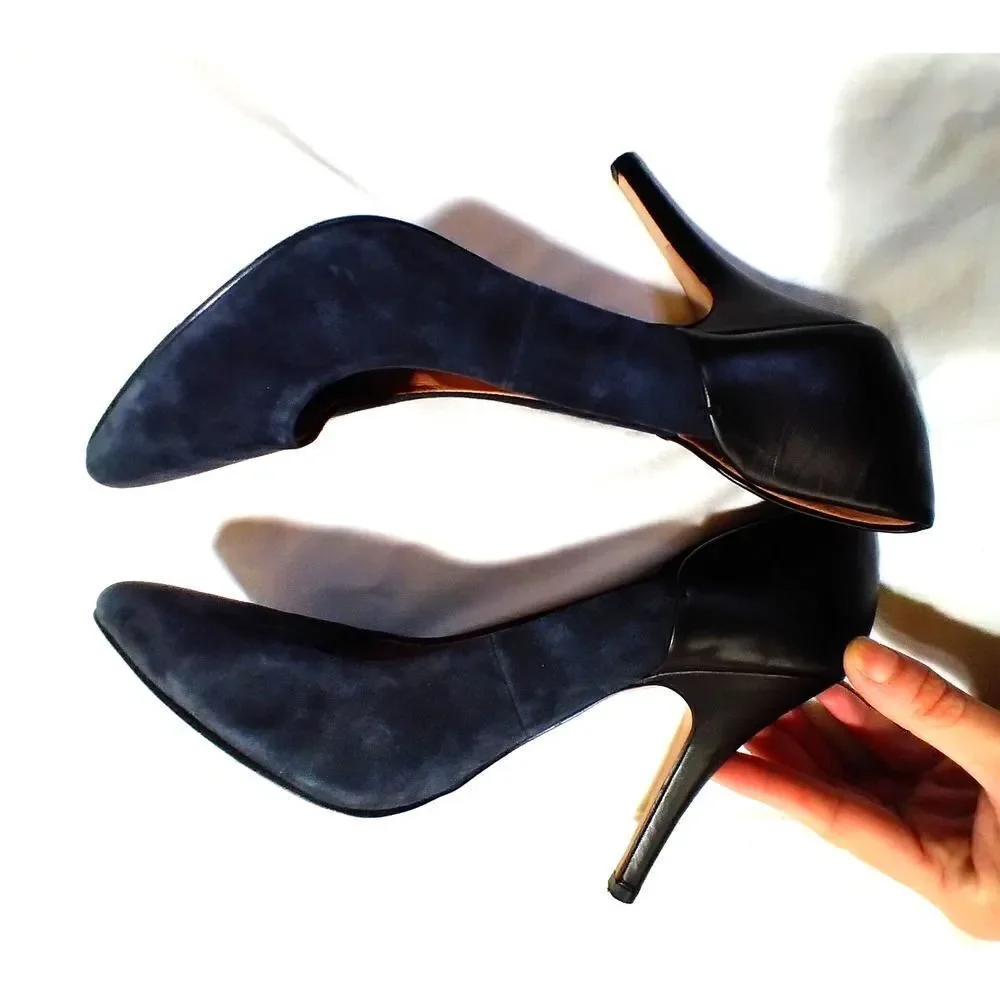 MADEWELL MADDIE LEATHER VELVET BLUE BLACK PUMPS SIZE 10 - Picture 2 of 7